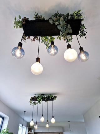 Matt Black Canopy Wooden Beam Chandelier - Hstrends
