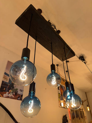 Matt Black Canopy Wooden Beam Chandelier - Hstrends
