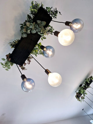 Matt Black Canopy Wooden Beam Chandelier - Hstrends