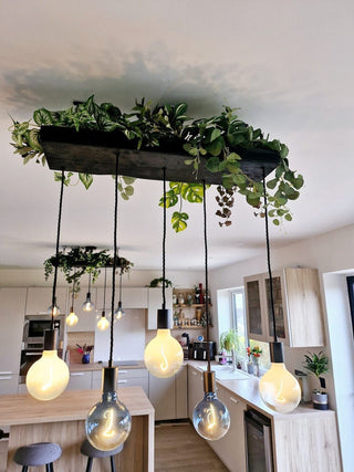 Matt Black Canopy Wooden Beam Chandelier - Hstrends