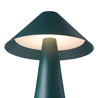 Matte Forest Green Rechargeable Touch Dimmable Table Lamp with Wide Metal Shade - Hstrends