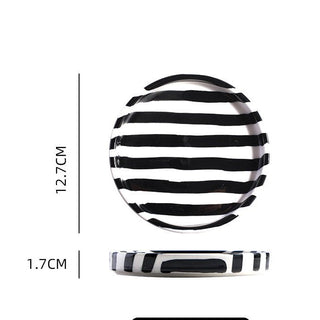 Medieval black striped cup and saucer and plate set - Hstrends