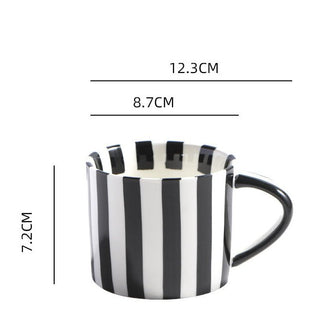 Medieval black striped cup and saucer and plate set - Hstrends