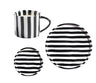 Medieval black striped three-piece cup and saucer set