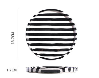 Medieval black striped cup and saucer and plate set - Hstrends