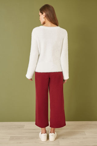 Mela Ivory Sequin Snowflake Fluffy Jumper