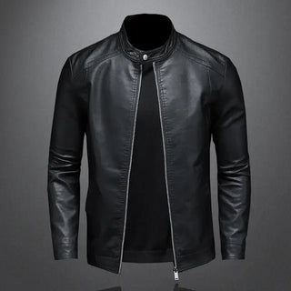 Men Stand Collar Spring Autumn Slim Pu Leather Jacket - Hstrends