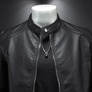 Men Stand Collar Spring Autumn Slim Pu Leather Jacket - Hstrends