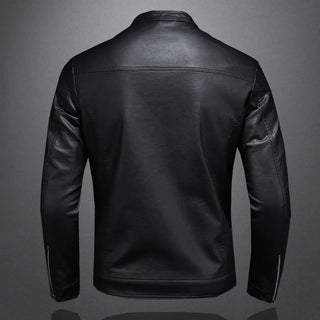 Men Stand Collar Spring Autumn Slim Pu Leather Jacket - Hstrends