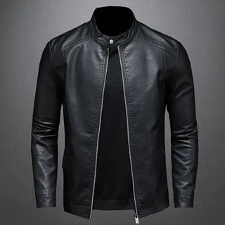 Men Stand Collar Spring Autumn Slim Pu Leather Jacket - Hstrends