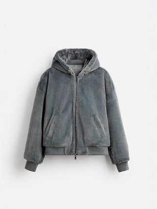 Men's Double - Sided Faux Leather Hooded Bomber Jacket - Hstrends