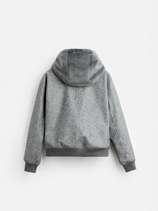 Men's Double - Sided Faux Leather Hooded Bomber Jacket - Hstrends