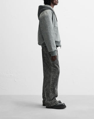 Men's Double-Sided Faux Leather Hooded Bomber Jacket