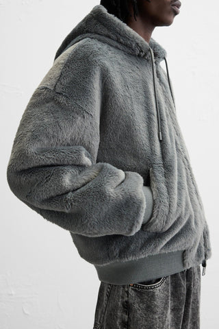 Men's Double - Sided Faux Leather Hooded Bomber Jacket - Hstrends