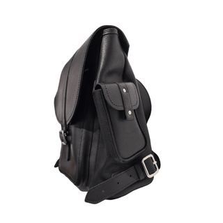 Men's Leather Tannery Backpack - Black - Hstrends