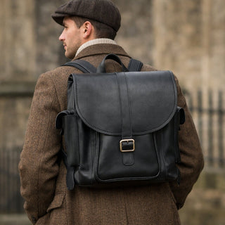 Men's Leather Tannery Backpack - Black - Hstrends