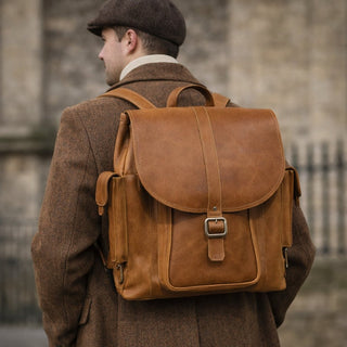 Men's Leather Tannery Backpack - Tan - Hstrends
