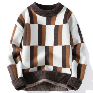 Men's Multicolor Round Neck Simple Knit Sweater - Hstrends