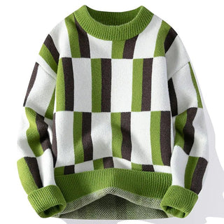 Men's Multicolor Round Neck Simple Knit Sweater - Hstrends