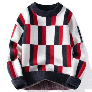 Men's Multicolor Round Neck Simple Knit Sweater - Hstrends