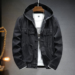 Men's Trendy Hooded Denim Jacket - Hstrends