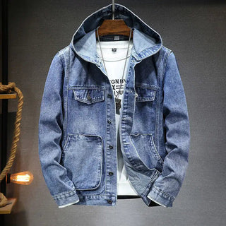 Men's Trendy Hooded Denim Jacket - Hstrends