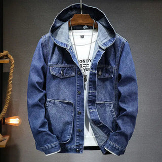 Men's Trendy Hooded Denim Jacket - Hstrends