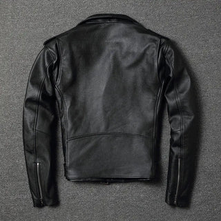 Men's Vintage Leather Motorcycle Jacket - Short Collar - Hstrends