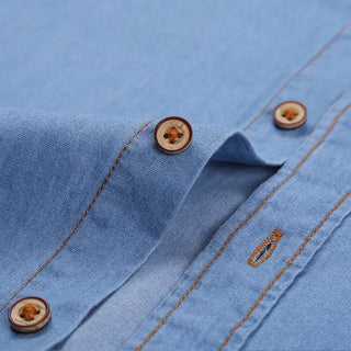 Men's Vintage Slim Fit Cotton Denim Shirt - Hstrends