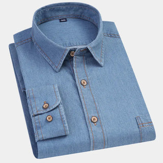 Men's Vintage Slim Fit Cotton Denim Shirt - Hstrends