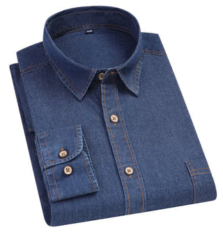 Men's Vintage Slim Fit Cotton Denim Shirt - Hstrends