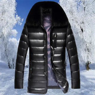 Men's Winter Jacket with Fox Fur Collar Thick Coat style - Hstrends