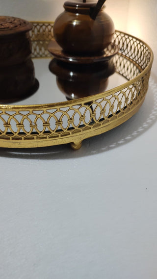 Metal gold Mirror serving Tray for wedding or parties - Hstrends