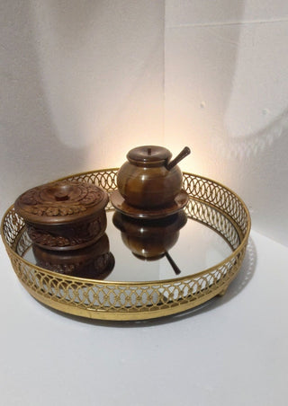 Metal gold Mirror serving Tray for wedding or parties - Hstrends