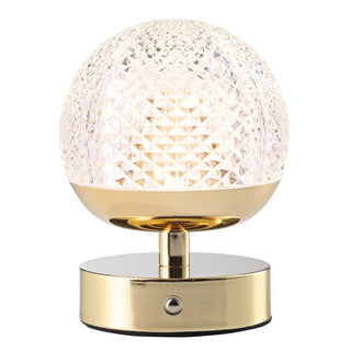 Modern Gold Rechargeable Touch Dimmable Table Lamp with Patterned Glass Shade - Hstrends