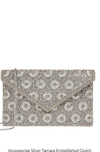 Monsoon accessories silver tamara embellished clutch hand beaded - Hstrends