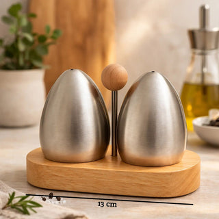 Natural Origins Stainless Steel and Rubber wood Salt Pepper Shakers - Hstrends