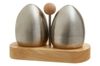 Natural Origins Stainless Steel and Rubber wood Salt Pepper Shakers - Hstrends