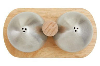 Natural Origins Stainless Steel and Rubber wood Salt Pepper Shakers - Hstrends