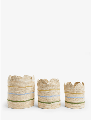 Natural Seagrass Set of 3 Scalloped Storage Baskets - Hstrends