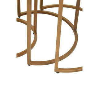 Nest of 3 Black Marble Round Top Nesting Tables with Matte Gold Metal Base, Varana - Hstrends