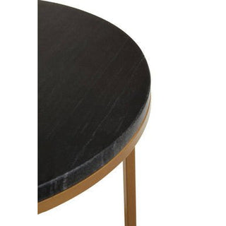 Nest of 3 Black Marble Round Top Nesting Tables with Matte Gold Metal Base, Varana - Hstrends