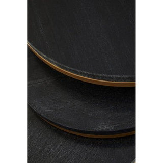 Nest of 3 Black Marble Round Top Nesting Tables with Matte Gold Metal Base, Varana - Hstrends