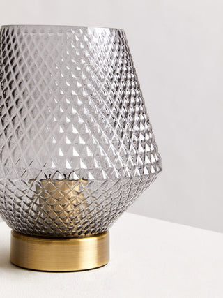 Noble Grey Smoked Glass Table Lamp - Hstrends