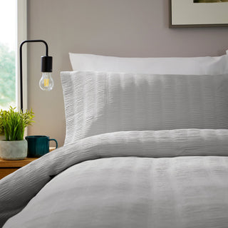 OLIVIA ROCCO Belgravia Grey Microfibre Duvet Cover Set With Pillowcases Soft Easy Care - Hstrends