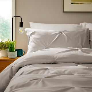 OLIVIA ROCCO Pintuck Natural Microfibre Duvet Cover Set With Pillowcases Easy Care - Hstrends