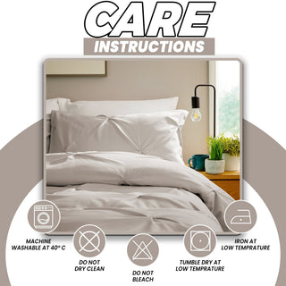 OLIVIA ROCCO Pintuck Natural Microfibre Duvet Cover Set With Pillowcases Easy Care - Hstrends