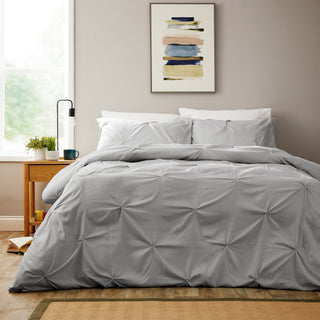 OLIVIA ROCCO Textured Pintuck Ruffles Pleated Microfibre Duvet Cover Set With Pillowcases - Hstrends