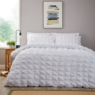 OLIVIA ROCCO Textured Pintuck Ruffles Pleated Microfibre Duvet Cover Set With Pillowcases - Hstrends
