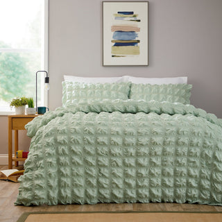 OLIVIA ROCCO Textured Pintuck Ruffles Pleated Microfibre Duvet Cover Set With Pillowcases - Hstrends